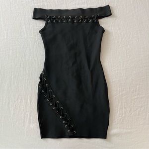 Black Mini Dress with eyelet detail XS